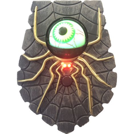 Sonnette de porte de maison hantée avec œil animé, son effrayant et œil lumineux, accessoire pour Halloween (vert). (1/5)