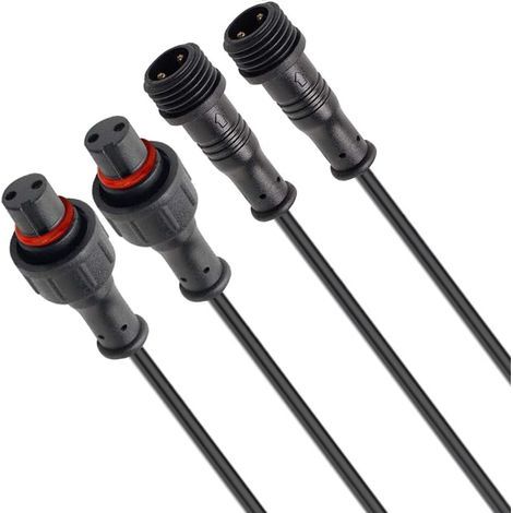 coppie di connettori impermeabili a 2 pin, spina maschio-femmina a 2 pin, connettori elettrici impermeabili IP67 M12 con cavo di prolunga da 20 cm (22WG) per auto, camion, barca, striscia LED (1/5)