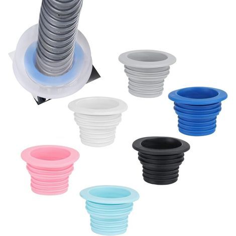 Ensemble de joints de vidange 6 pièces – Cache-tuyau en caoutchouc – pour cuisine, salle de bain, machine à laver – avec 6 bouchons décoratifs (1/4)
