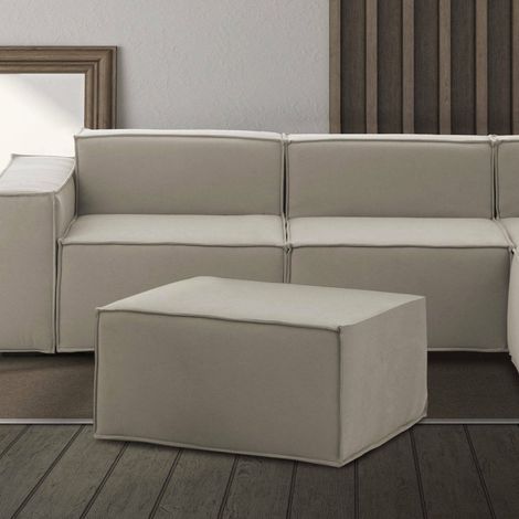 Dmora - Puff Dagoumé, Otomana de la sala de estar, 100% Made in Italy, Sillón relax en tela tapizada, 80x70h43cm, Tórtola (1/5)