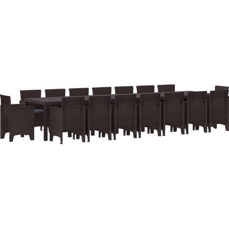 Maison Exclusive - Garten-Esszimmergarnitur mit Kissen 17 stk. Br (1/5)