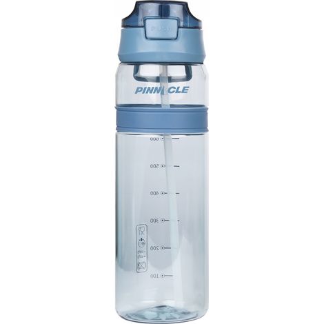 Botella de agua azul Pinnacle PHY-B-1011 de 850 ml con asa y pajita. (1/5)
