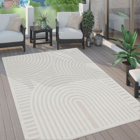 Paco Home Outdoor Teppich wetterfest Boho & Skandi 3D-Optik für Terrasse, Balkon & Garten 200x280 cm, Creme 4