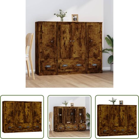 Buffet bois - Buffets 3 pcs chêne fumé bois d'ingénierie (1/5)