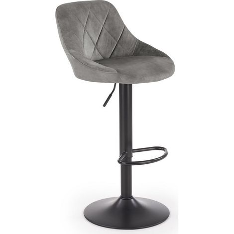 Chaise de bar en velours gris avec structure en métal noir BOHORT (1/5)
