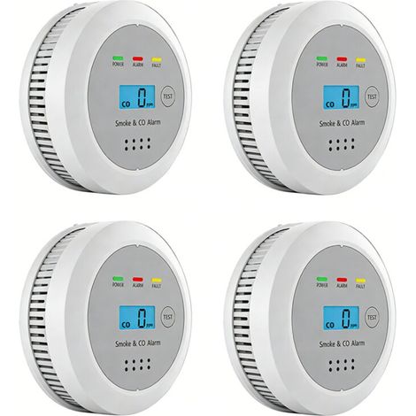 4Détecteur Fumée Monoxyde de Carbone 2 en 1 avec Écran – Alarme Incendie Sonore 85dB, Avertisseur CO, Détecteur Autonome à Pile (1/5)