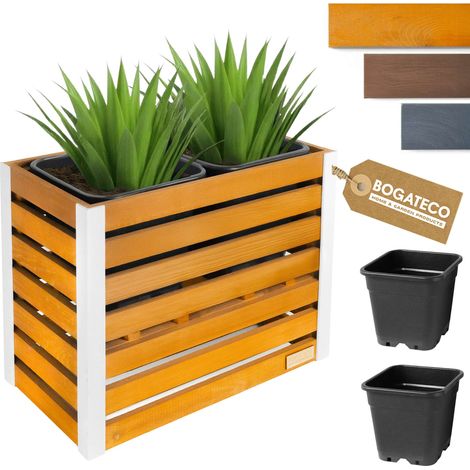 Jardinière Bois Bogateco 57x68x36 cm avec Bac Brun Clair (1/5)