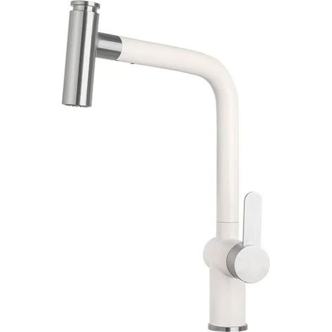 Robinet de cuisine Robinet extractible rotatif universel en pierre de quartz, robinet d'évier de cuisine à deux modes d'écoulement, robinet de salle de bain à double commande froide et chaude(Oat colo (1/5)