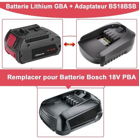 18V Batterie Adaptateur Convertisseur pour Bosch PBA 18V Système Outils sans Fil Compatible avec BAT609 Bosch GBA 18V Batterie à Remplacer pour Bosch PBA 18V Batterie(Non Incluses Batterie) (1/4)