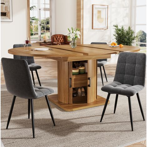 Esstisch ausziehbar mit Stauraum 118-158x118 cm MDF OKMYHOME (1/5)