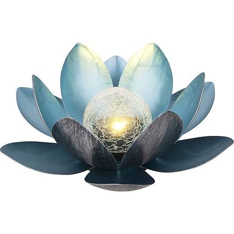 Lampe solaire, Ø 27 cm, Hauteur 11 cm, métal, argent/bleu (1/5)