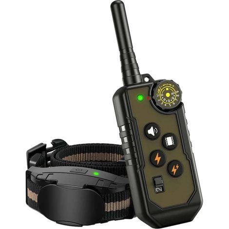 Collier de dressage pour chien avec télécommande d'une portée de 3280 pieds, collier électronique avec avertisseur sonore, vibrations, stimulation électrique et lumières
