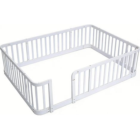 Parque infantil modular 140 x 200 cm blanco, barrotes de 7 cm, bordes redondeados HOMVRA (1/5)