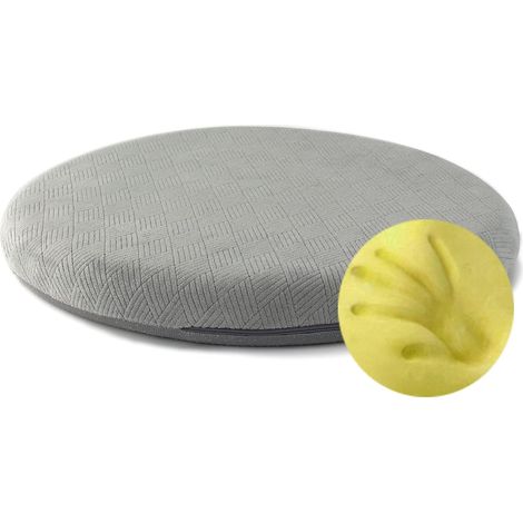 Coussin d'assise en mousse à mémoire de forme - Coussin rond antidérapant et doux pour canapé et fauteuil - 42 cm - Gris (1/5)