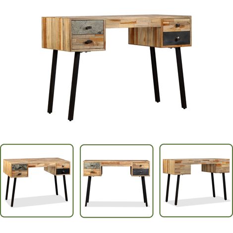 The Living Store Schreibtisch Wiederverwertetes Teak Massivholz 110 × 50 × 76 cm - Teakholzscheschreibtisch - Vintage Schreibtisch - Bürostuhl - Homeoffice Möbel - Schreibtisch Mit Schubladen (1/5)
