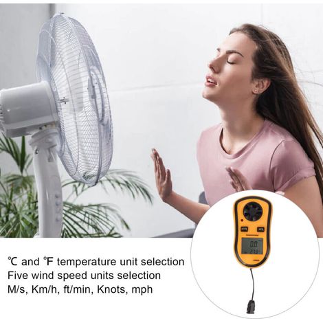 Anémomètre Numérique de Poche - Mesureur de Vent avec Écran LCD, Thermomètre, 104.3x57.8x19.9mm en Plastique, 5 Unités de Vitesse (m/s, km/h, ft/min, knots, mph) (1/4)