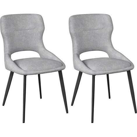 Set di 2 sedie da pranzo imbottite in ciniglia grigia con struttura in metallo 86 cm MODENUIT (1/5)