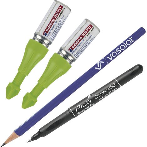 Tieflochmarker Spray grün - 2x Bohrlochmarker für deutlich sichtbare Markierungen, bis zu 250 Bohrlöcher + Permanent Pen Fine schwarz (1/5)