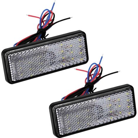 2 x 12V LED Rear Brake Reflector for Truck Trailer Motorcycle Scooter (White) (1/5)