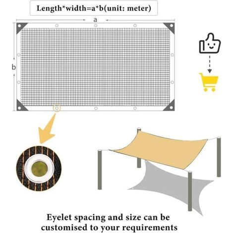 Schattierungsnetze, Sonnensegel 85% UV-Schutz, Schattierungsgewebe, Schattierungsgewebe für Gewächshäuser, Windschutz mit Ösen. (1/5)