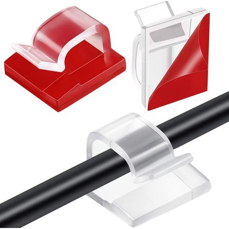 Lot de 60 clips adhésifs pour câbles, organiseur de câbles en plastique transparent (1/5)