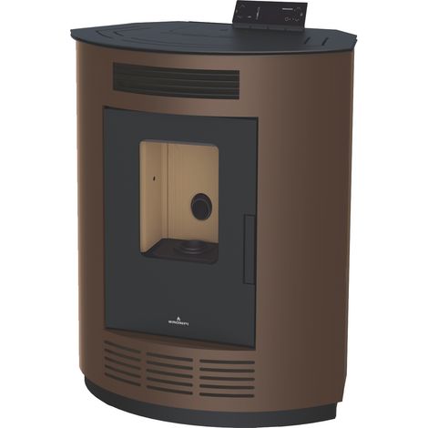 BRONPI - Estufa de Pellet de Rincón Color Moka Modelo NINA-MO de 9 kW