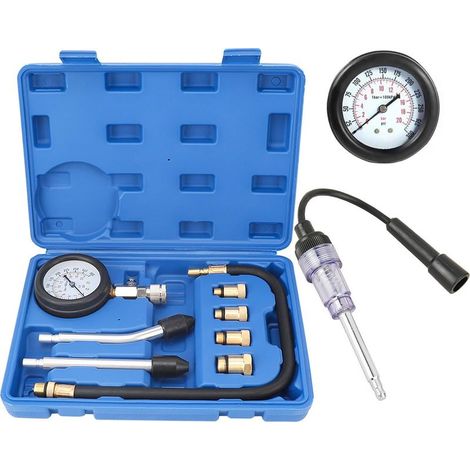 Set di 9 pezzi per il test di compressione con tester per candele, tester di compressione QUNNIE, test di compressione per motociclette, auto, motori fuoribordo, motoseghe, motoslitte e motori a benzi (1/5)