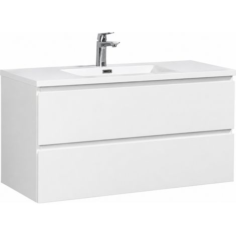 Badezimmer Badmöbel-Set Angela 100cm - Hochglanz Weiß - Untersch