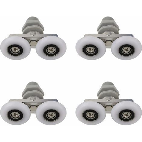4er-Pack Duschtürrollen, doppelt gelagerte Glasschiebetürrollen (23 mm)