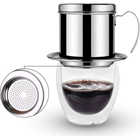 Kaffeefilter aus Edelstahl, Phin-Kaffeefilter für vietnamesische Kaffeemaschinen, Silber (1/5)