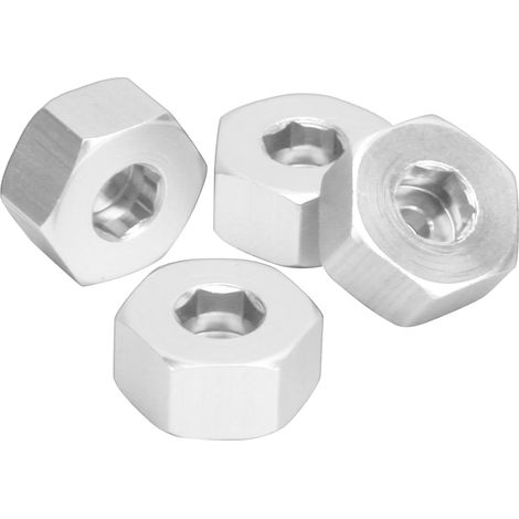 Adaptateur Hexagonal 5mm à 12mm pour Moyeu de Roue WPL D12 1/10 - 4 Pièces Argenté (1/5)