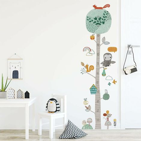 Stickers muraux pour toise pour enfants, règle murale pour hauteur de croissance de arbre, mesure de la hauteur, décoration murale amovible pour chambre d'enfant, salle de classe (1/5)