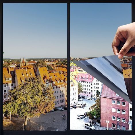 Film Miroir pour fenêtre Film occultant Fenêtre Anti Regard Anti Chaleur Anti UV, Argenté Film FenêTre Anti-UV Protection Solaire à 99% (40 x 400 cm) (1/5)