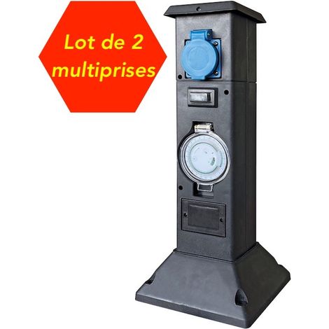2 Multiprises Bornes 3 Prises Électriques et Programmateur Pour Jardin Et bassin (1/5)