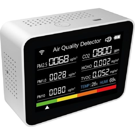 Moniteur de qualité de l'air intelligent Tuya 13-en-1 pour l'intérieur, détecteur de CO2 portable, contrôle à distance via application, fonction alarme avec testeur de qualité de l'air WiFi pour la ma (1/5)