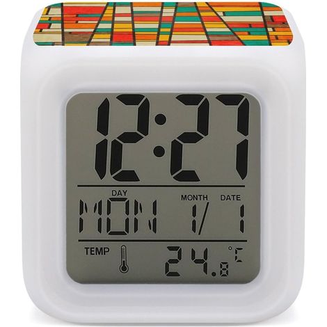 Réveil numérique pour enfants, motif géométrique lumineux, 7 (1/5)