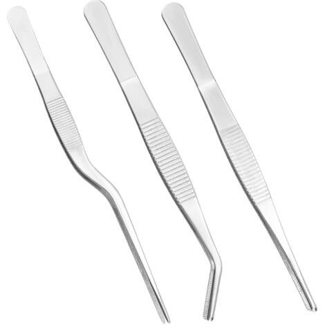 QORVA-Lot de 3 Pinces à Plantes, Pinces en Acier Inoxydable, Outils Polyvalents pour le Jardinage les Bonsaïs L'alimentation des Reptiles et la Cuisine (1/5)