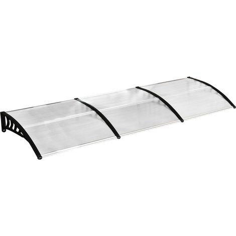 Auvent de porte en polycarbonate 90 x 295 cm avec protection UV et structure incurvée (1/5)