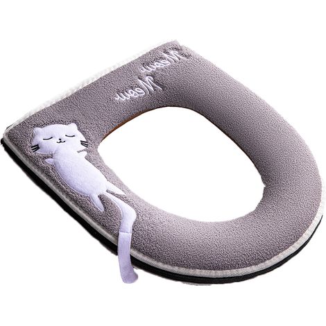 Couvre-Abattant De Toilette - Avec Poignée Et Fermeture Éclair - Lavable - Pour Siège De Toilette Standard - 1 Pièce (1/5)