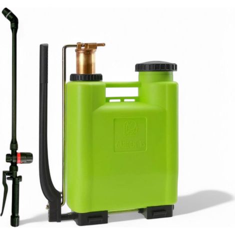 Bomba pulverizadora de mochila 15 l verde con arranque manual y regulador de presión y bomba de latón Jardín