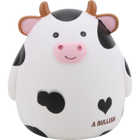 Tirelire vache mignonne en vinyle, entrée pièces uniquement, décoration cartoon originale pour enfants, cadeau parfait unique (1/5)