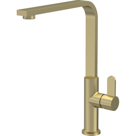 Nuie Churni Mono Kitchen Sink Mixer Tap Single Lever Handle - Brushed Brass (1/4)