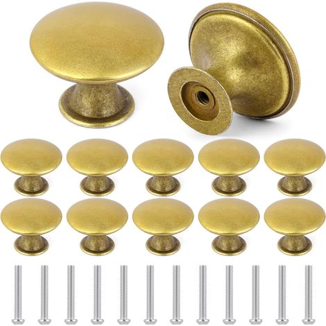 Lot de 12 Boutons, Placard, Laiton, Vintage, Rond, 30mm, Acier, Cuisine, Commode (1/5)