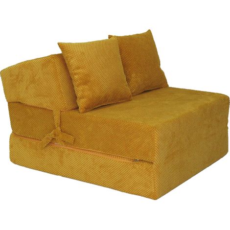 Klappmatratze - 200x70x15cm - Samtpunkte - Ocker