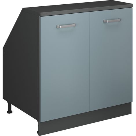 Meuble sous pente R-Line, Bleu-gris, 80cm 2 portes, 60 cm de profondeur, Vicco (1/5)