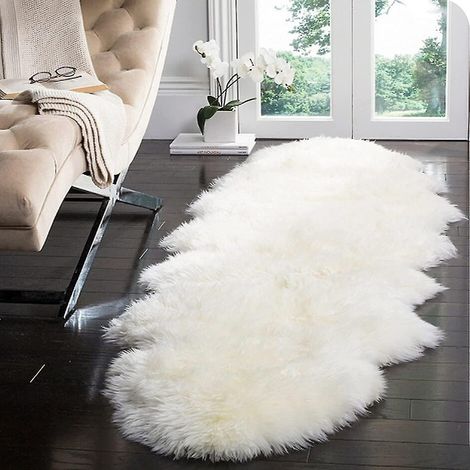 Tapis en fausse peau de mouton moelleux, 60x150 cm épais et doux pour canapé chaise, antidérapant, chambre, moderne, chaud, fausse fourrure de canapé (1/5)