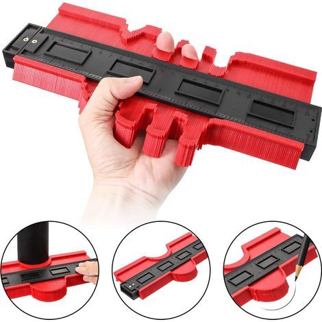 Contour Gauge, 25cm Professional DIY Contour Copier for Woodworkers, Profile Gauge for Measuring Precision Tiles and Irregular Objects, Red (1/5)