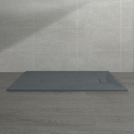 NRG 1600 x 900mm Anthracite SMC Rectangle Slate Effect Bathroom Shower Enclosure Tray (1/5)