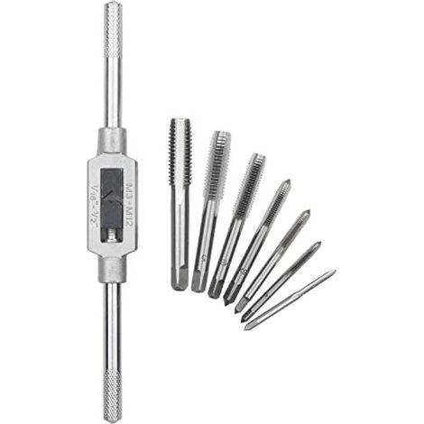 Lot de 8 tarauds métriques M3 M4 M5 M6 M8 M10 M12 avec alésoir réglable 1/16-1/2" (1/5)