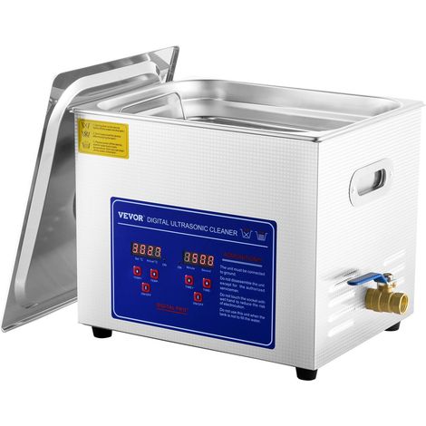 Nettoyeur à ultrasons professionnel 10 L avec minuterie numérique et chauffage en inox pour bijoux lunettes montres et petites pièces (1/5)